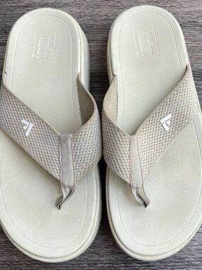 FitFlop Surff two-tone webbing toe-post sandals White Bone Women’s Sz 8